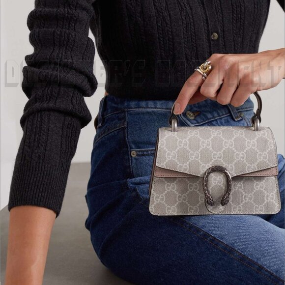 GUCCI off White Beige GG Supreme canvas Mini Dionysus Top Handle chain bag NIB🎁 - Picture 8 of 11